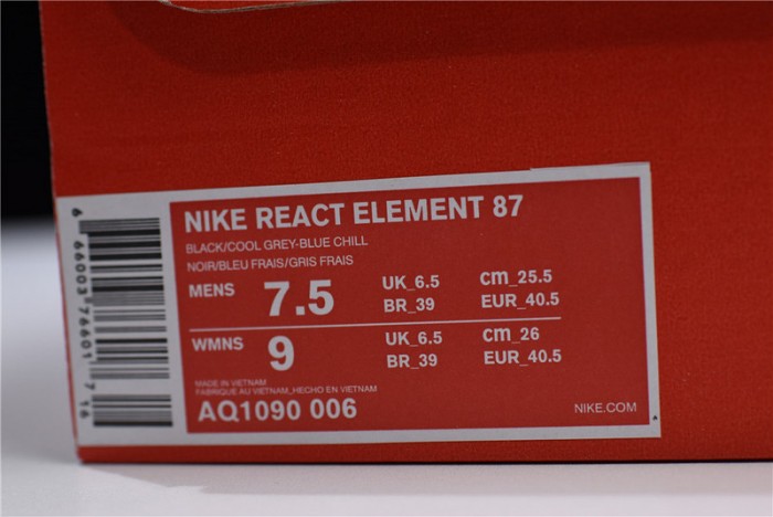 Nike React Element 87 Blue Chill Solar Red AQ1090-006