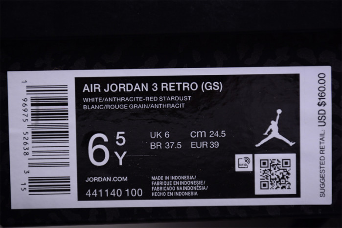 AIR JORDAN 3 GS "RED STARDUST" 441140-100