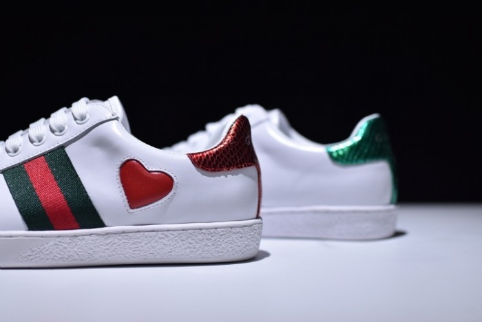 G*u*i ace embroidered low-top sneaker with red heart womens